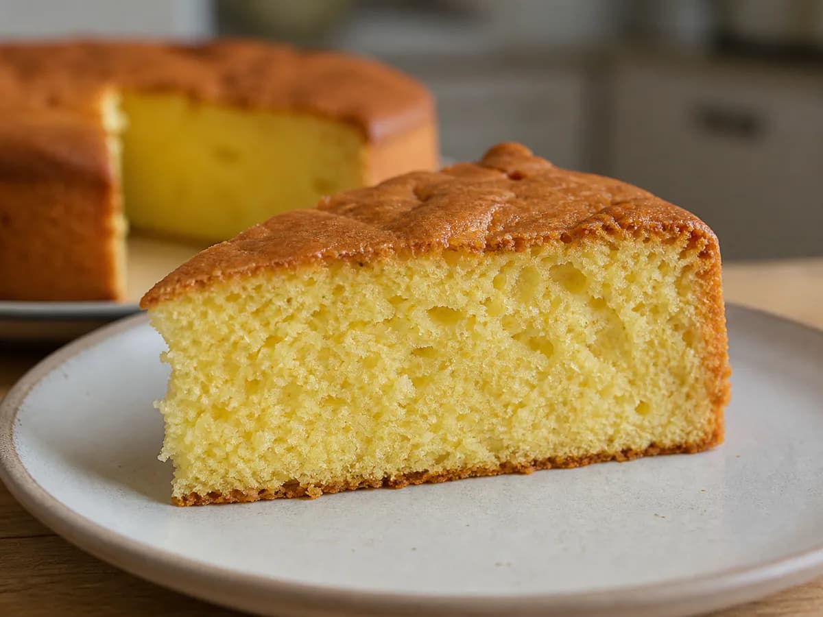 Pormenor de uma porção de Pão de Ló de Vizela