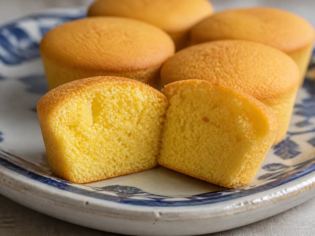 Pormenor de uma porção de Pão de Ló em Miniatura