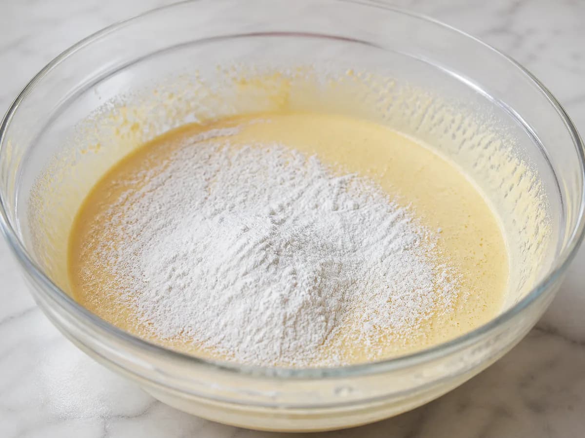 Preparação de Pão de Ló Simples e Muito Fofo durante a confeção