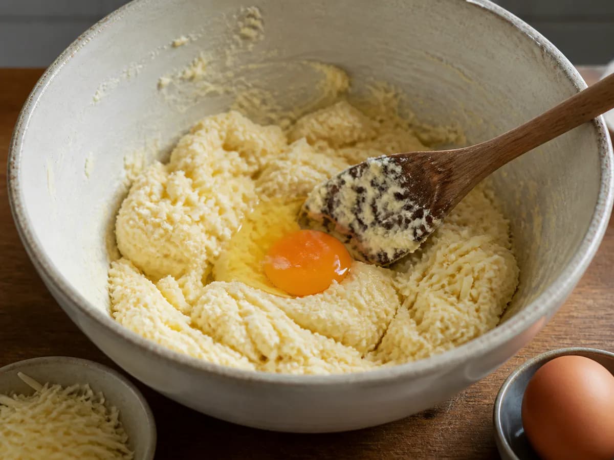 Preparação de Pão de Queijo com Polvilho Azedo durante a confeção