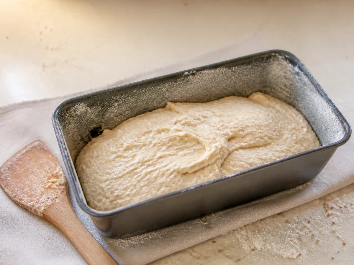 Preparação de Pão de Quinoa Sem Glúten durante a confeção