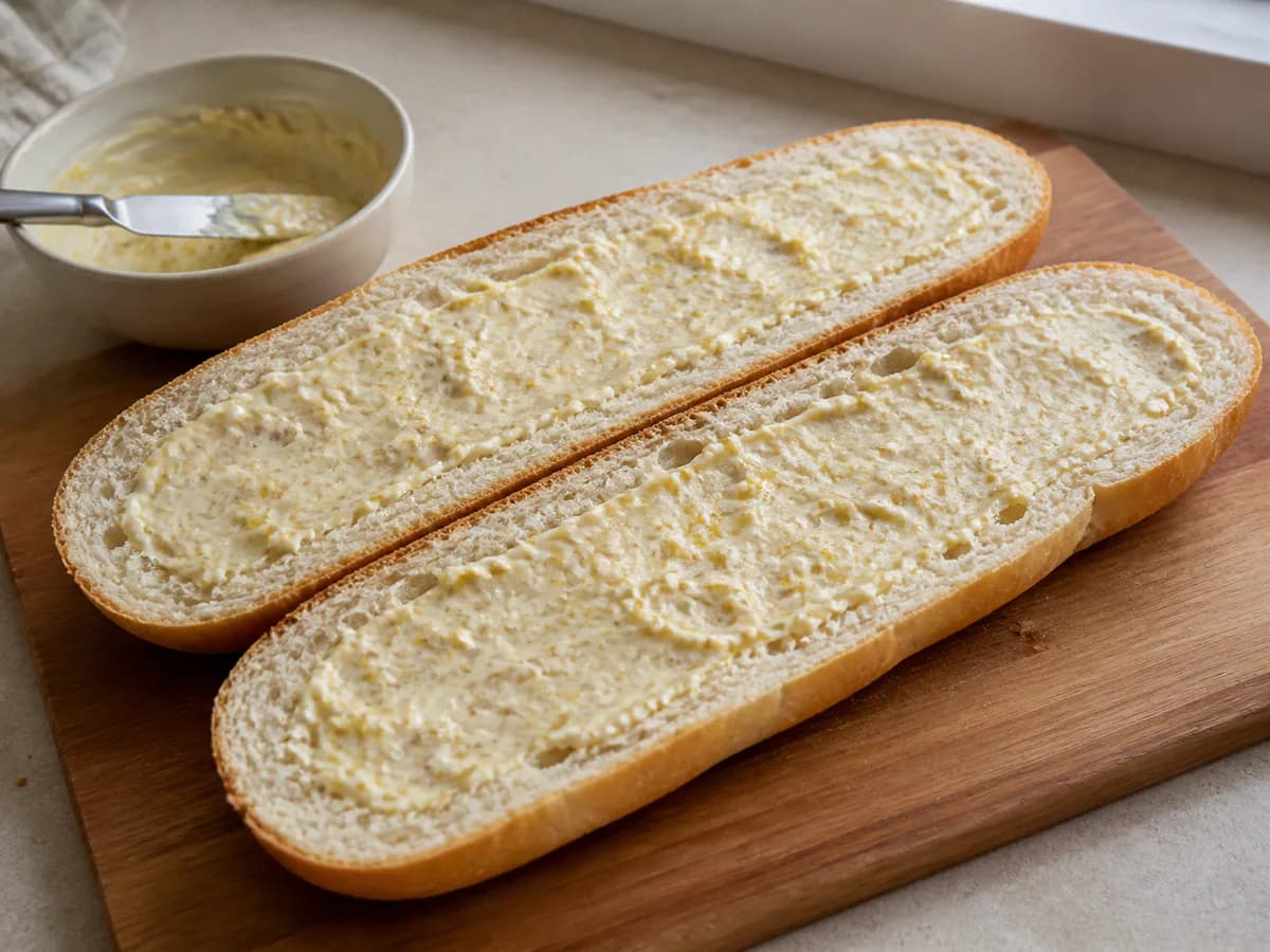 Preparação de Pão Recheado Fácil Rápido durante a confeção