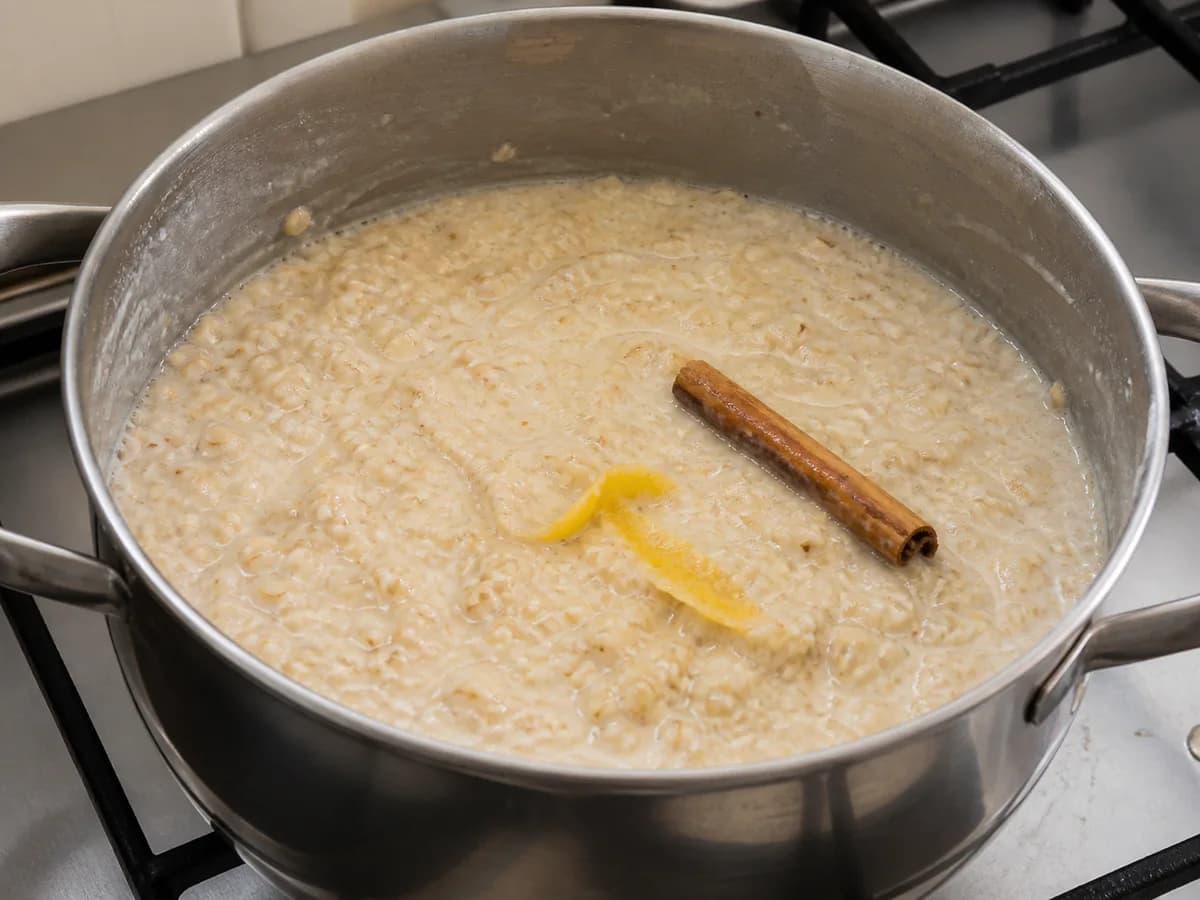 Preparação de Papas de Aveia durante a confeção