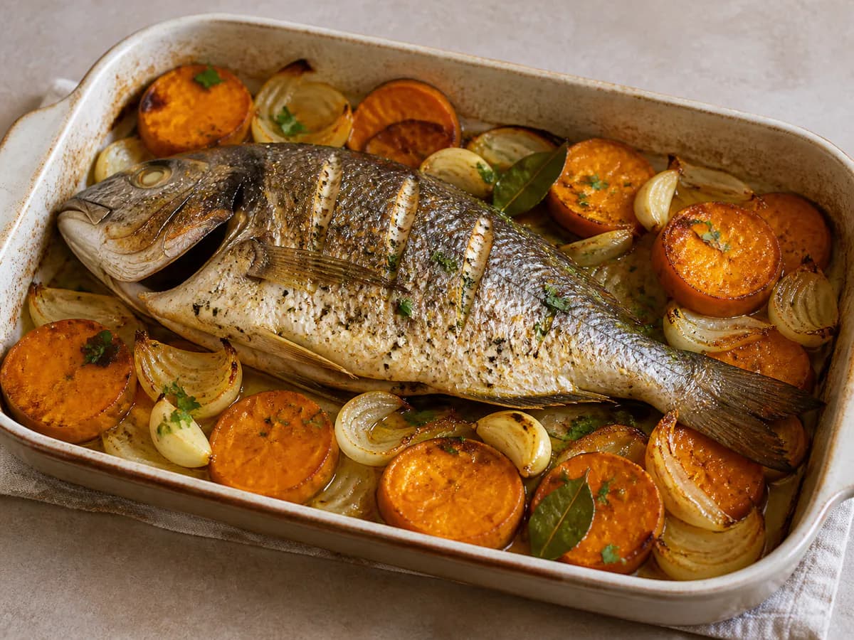 Pargo Assado no Forno com Batata Doce