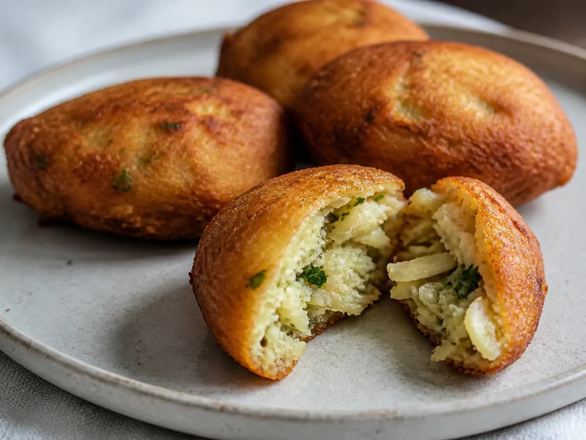 Pormenor de uma porção de Pastéis de Bacalhau para Congelar: Práticos e Económicos