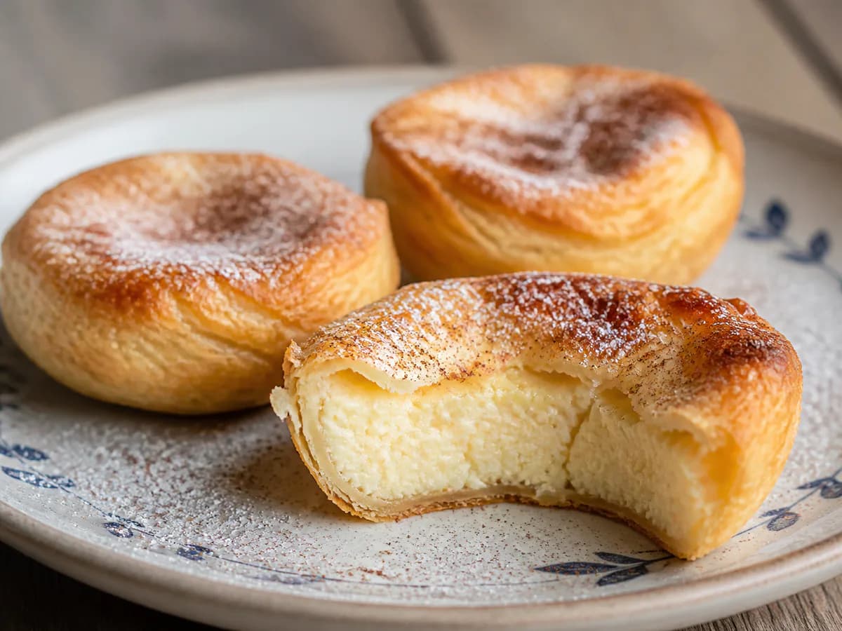 Pormenor de uma porção de Pastéis de Requeijão