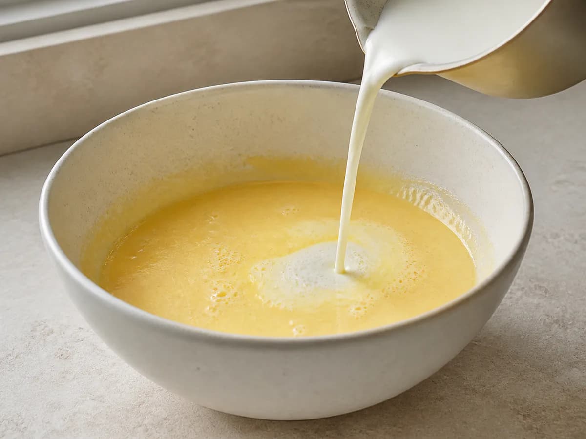 Preparação de Pastel de Nata em Tarte durante a confeção