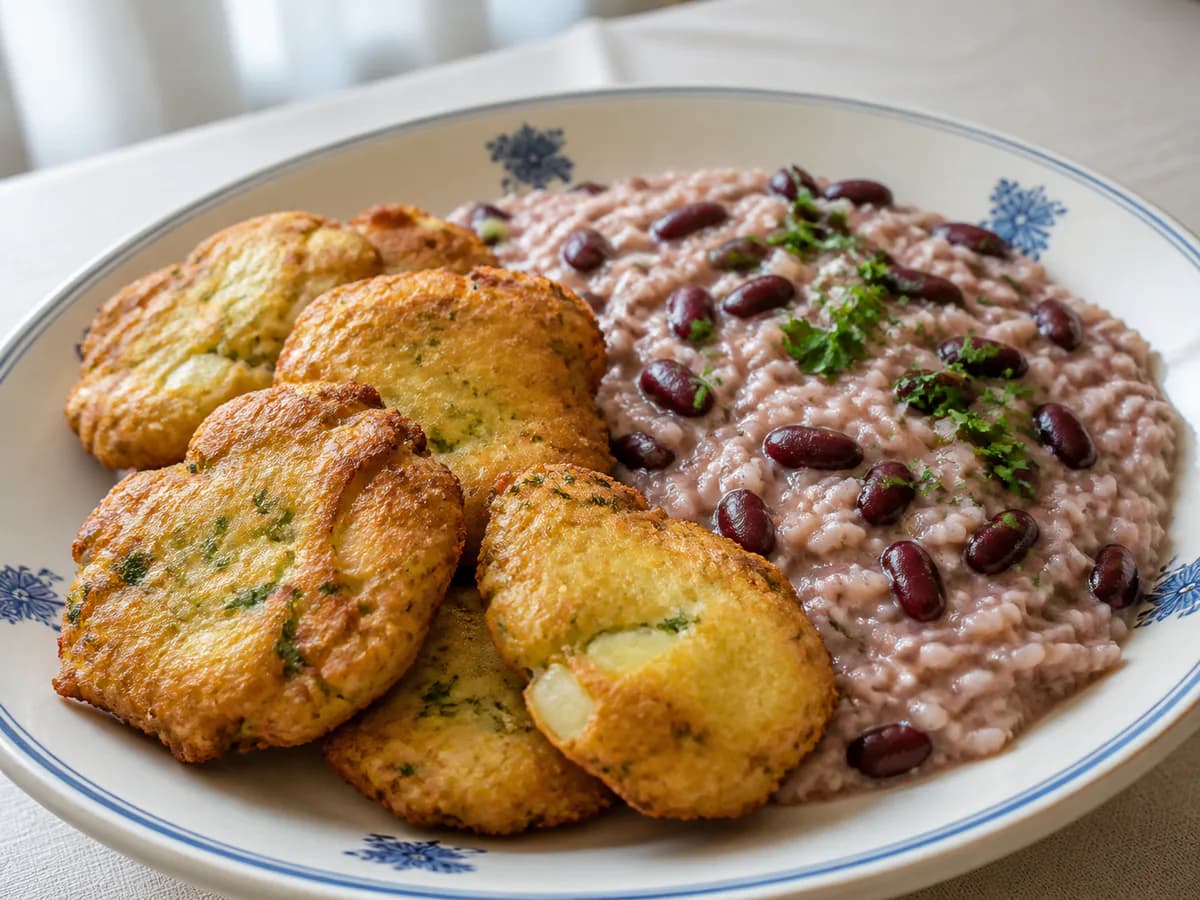Pataniscas com Arroz de Feijão Cremoso