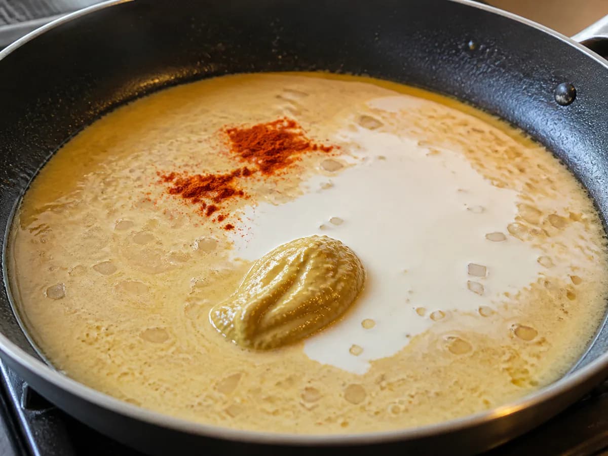 Preparação de Peito de Frango com Molho Guloso durante a confeção