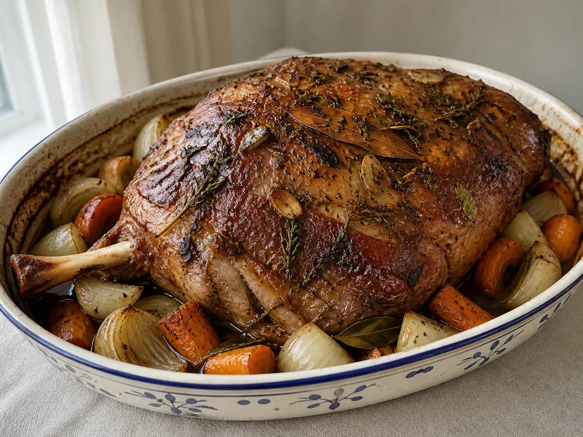 Pernil Assado de Natal com Ervas e Vinho do Porto