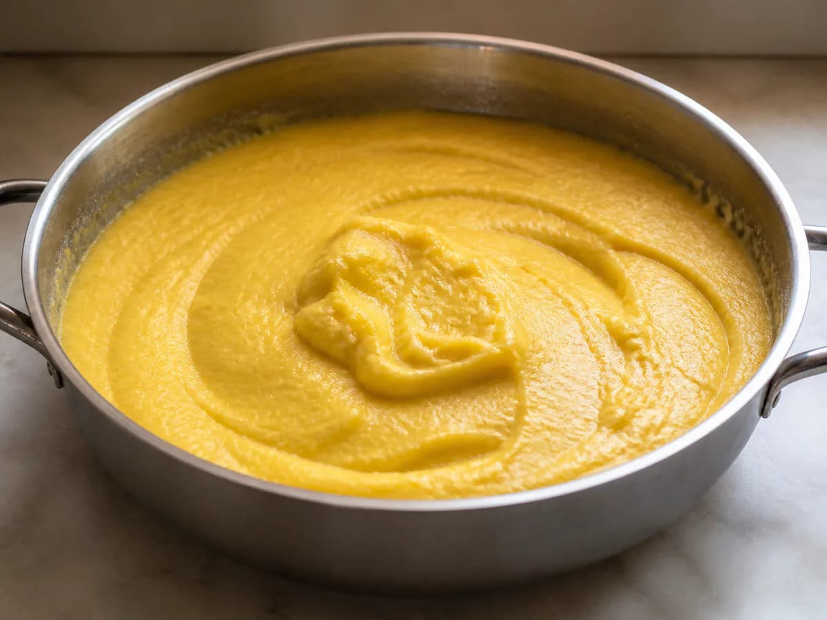 Preparação de Polenta Doce durante a confeção