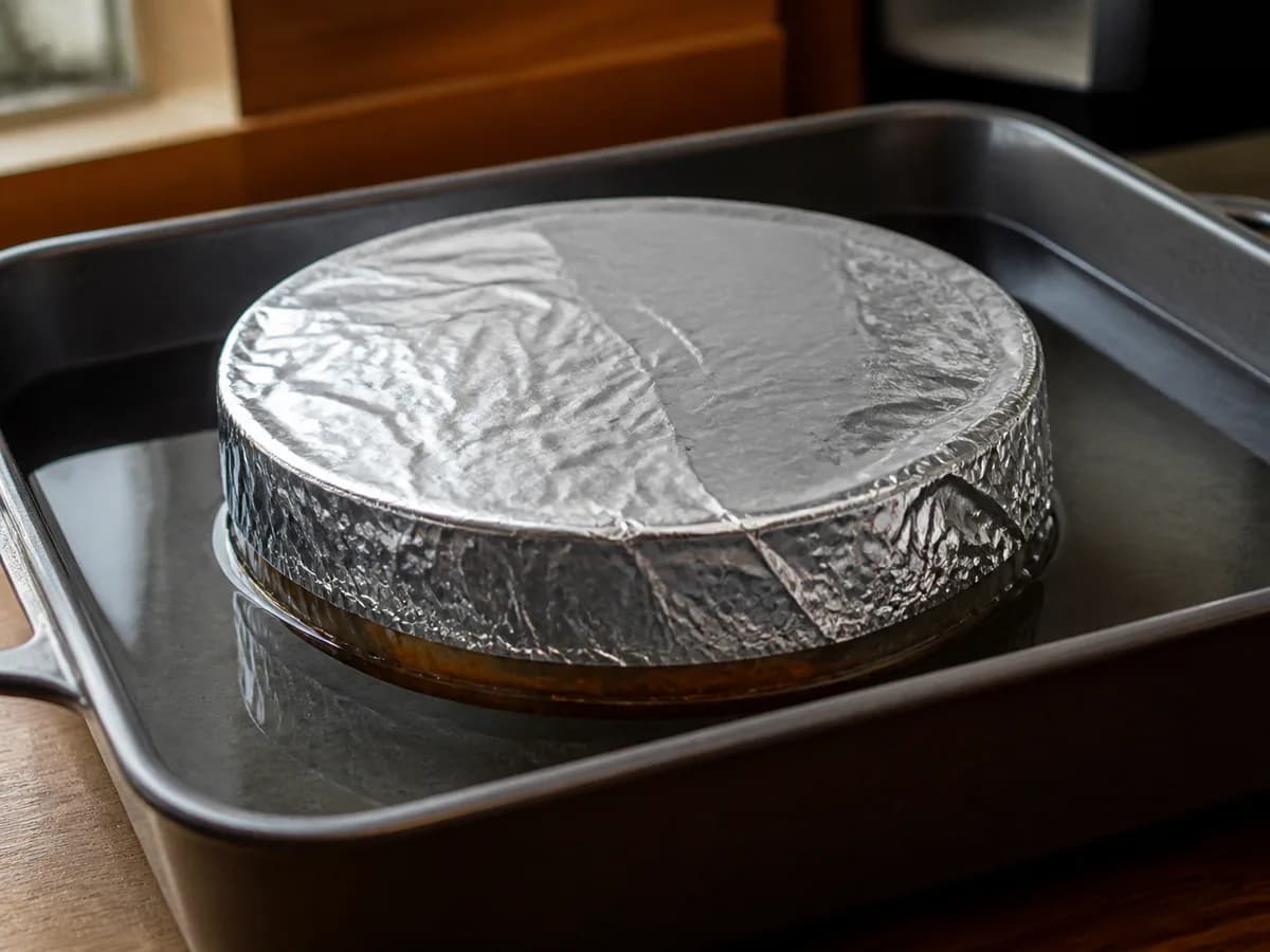 Preparação de Pudim Cremoso de Leite Condensado Cozido Bommmmm durante a confeção