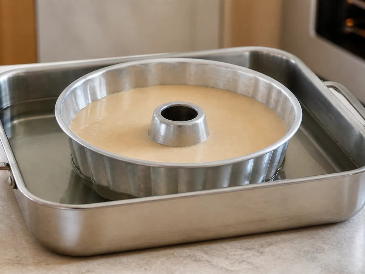 Preparação de Pudim de Café Cremoso durante a confeção