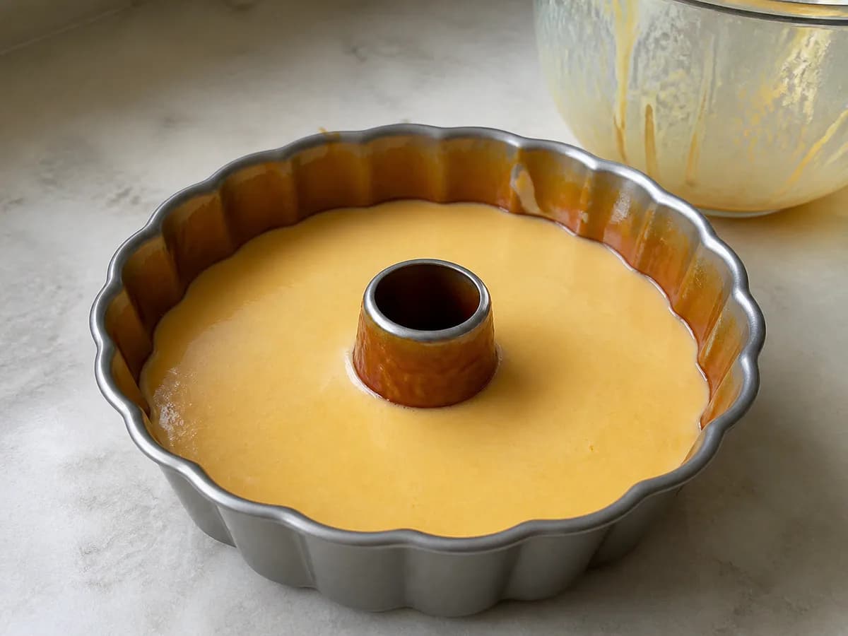 Preparação de Pudim de Laranja Maravilha durante a confeção