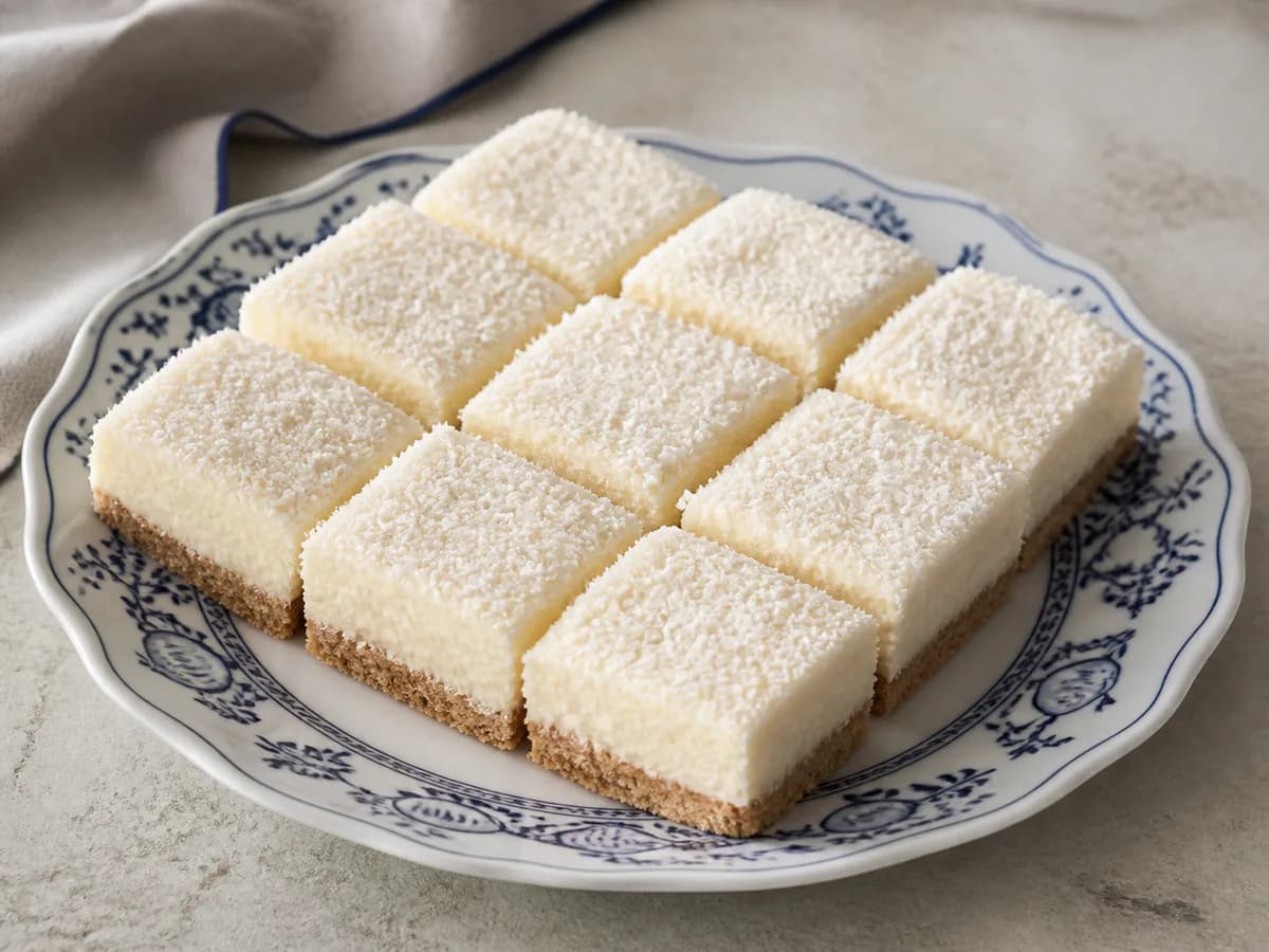 Quadrados Cremosos de Coco e Baunilha