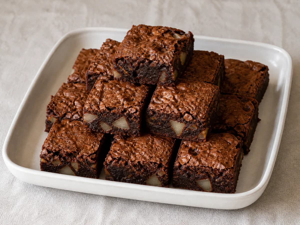 Quadrados de Chocolate, Pera e Laranja