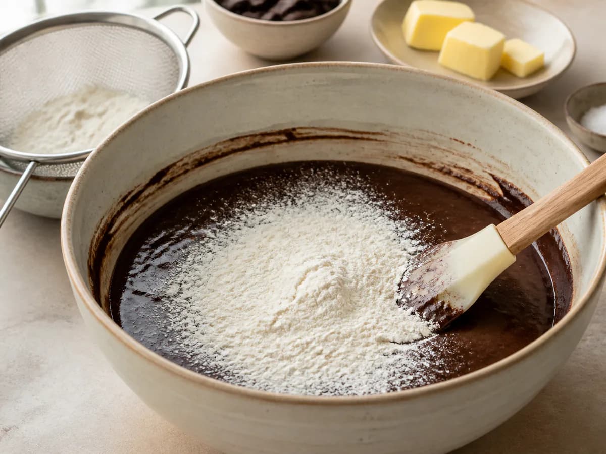 Preparação de Quadrados Deliciosos de Chocolate durante a confeção