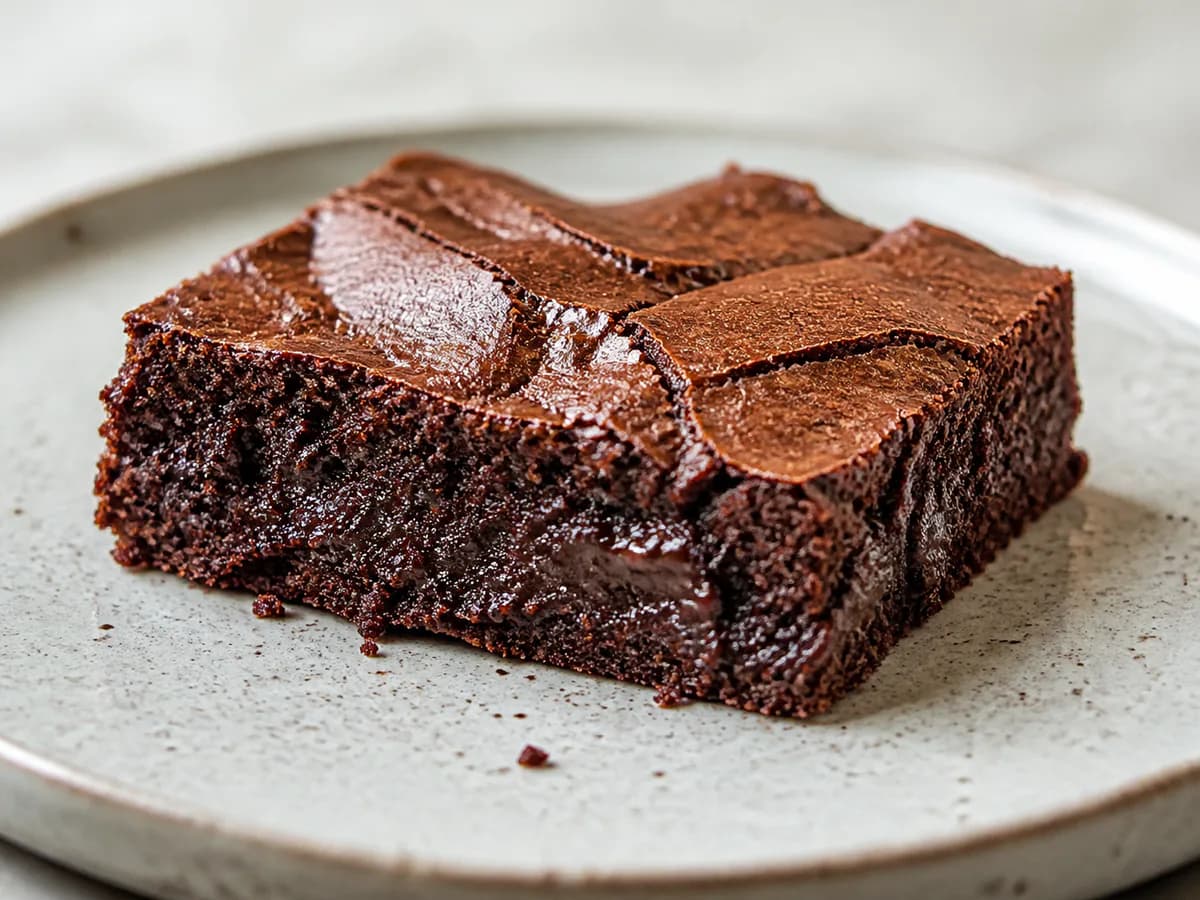 Pormenor de uma porção de Quadrados Deliciosos de Chocolate