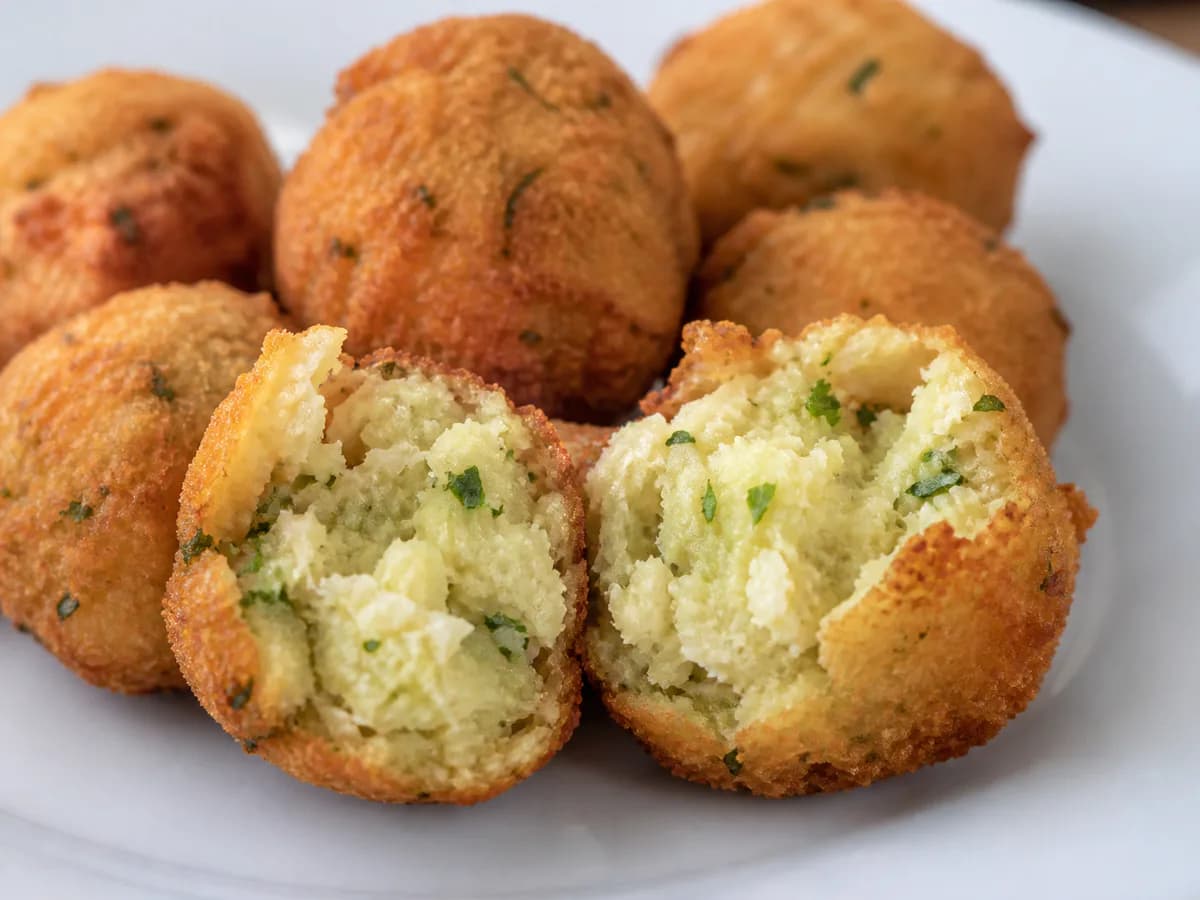 Pormenor de uma porção de Quebradinhos de Bacalhau