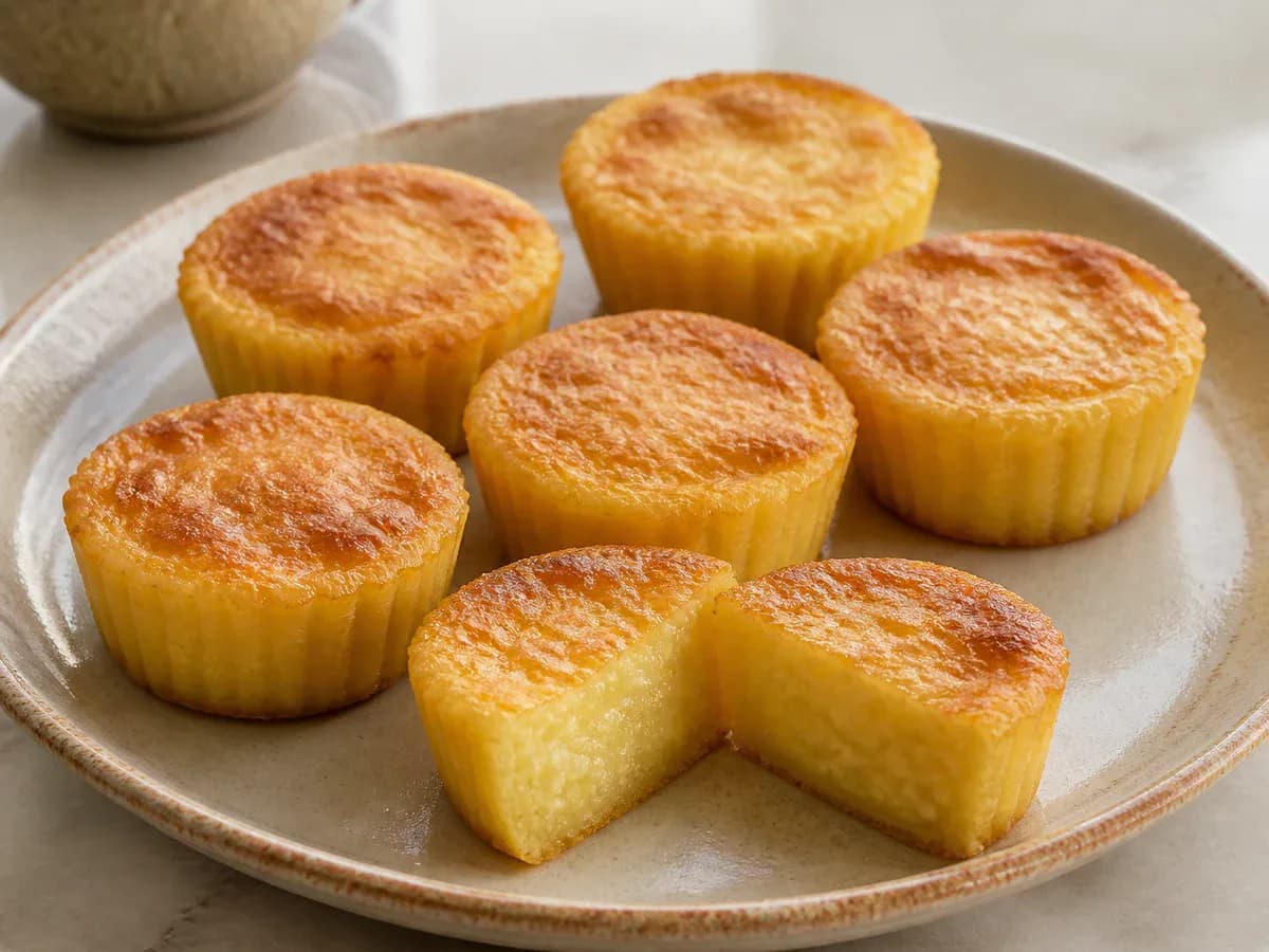 Pormenor de uma porção de Queijadas de Leite Super Rápidas