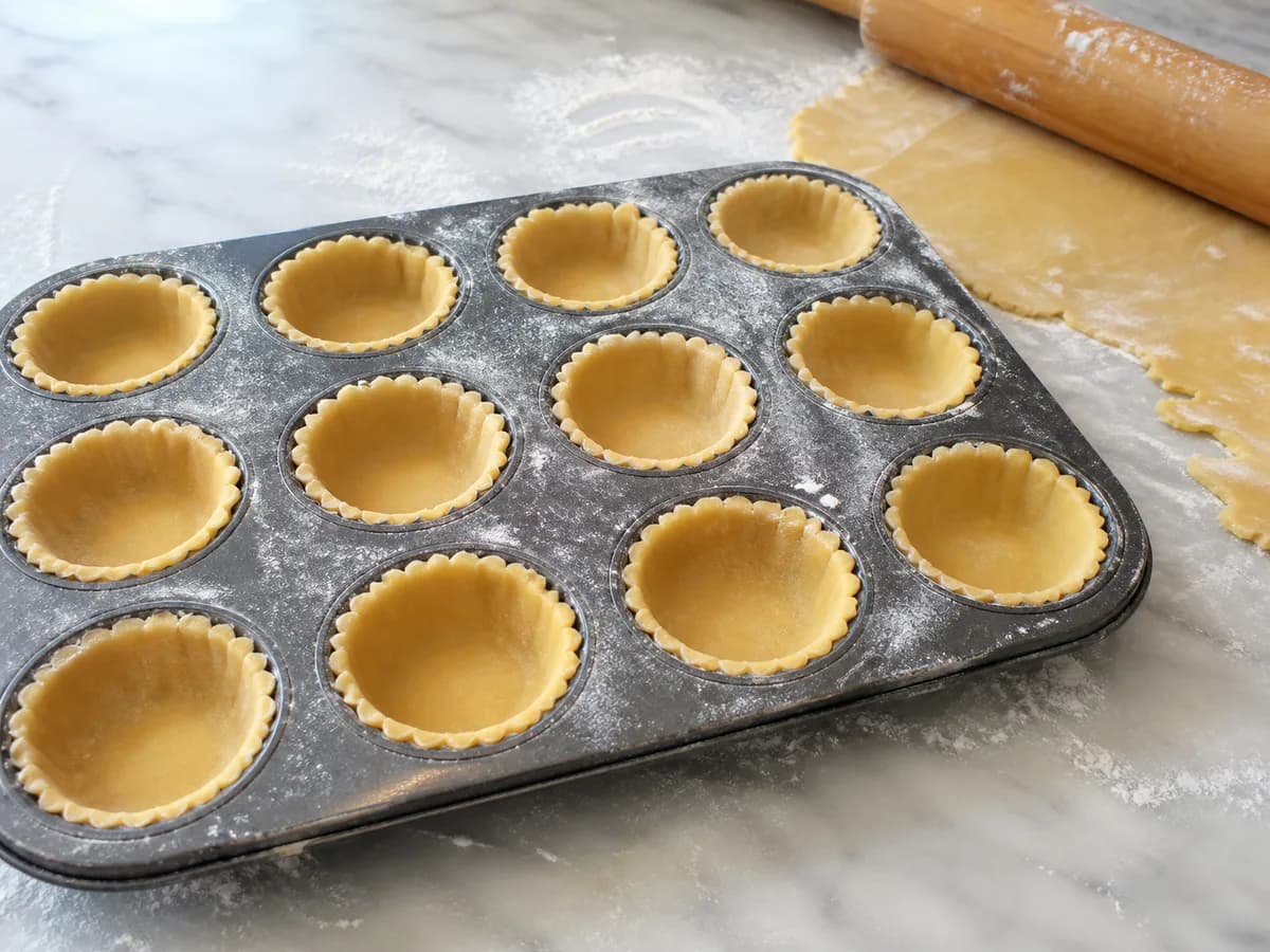 Preparação de Queijadas Deliciosas de Sintra durante a confeção
