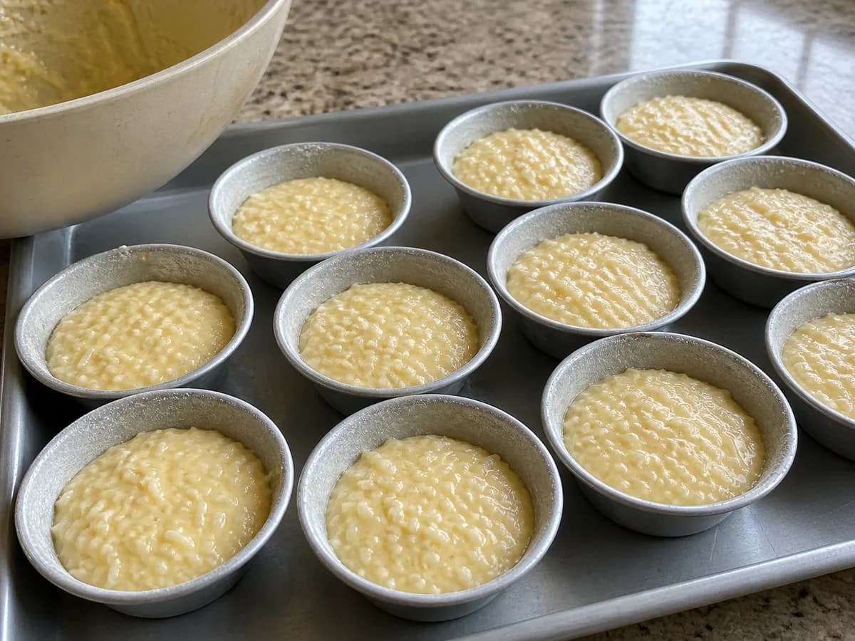 Preparação de Queijadinhas de Coco durante a confeção