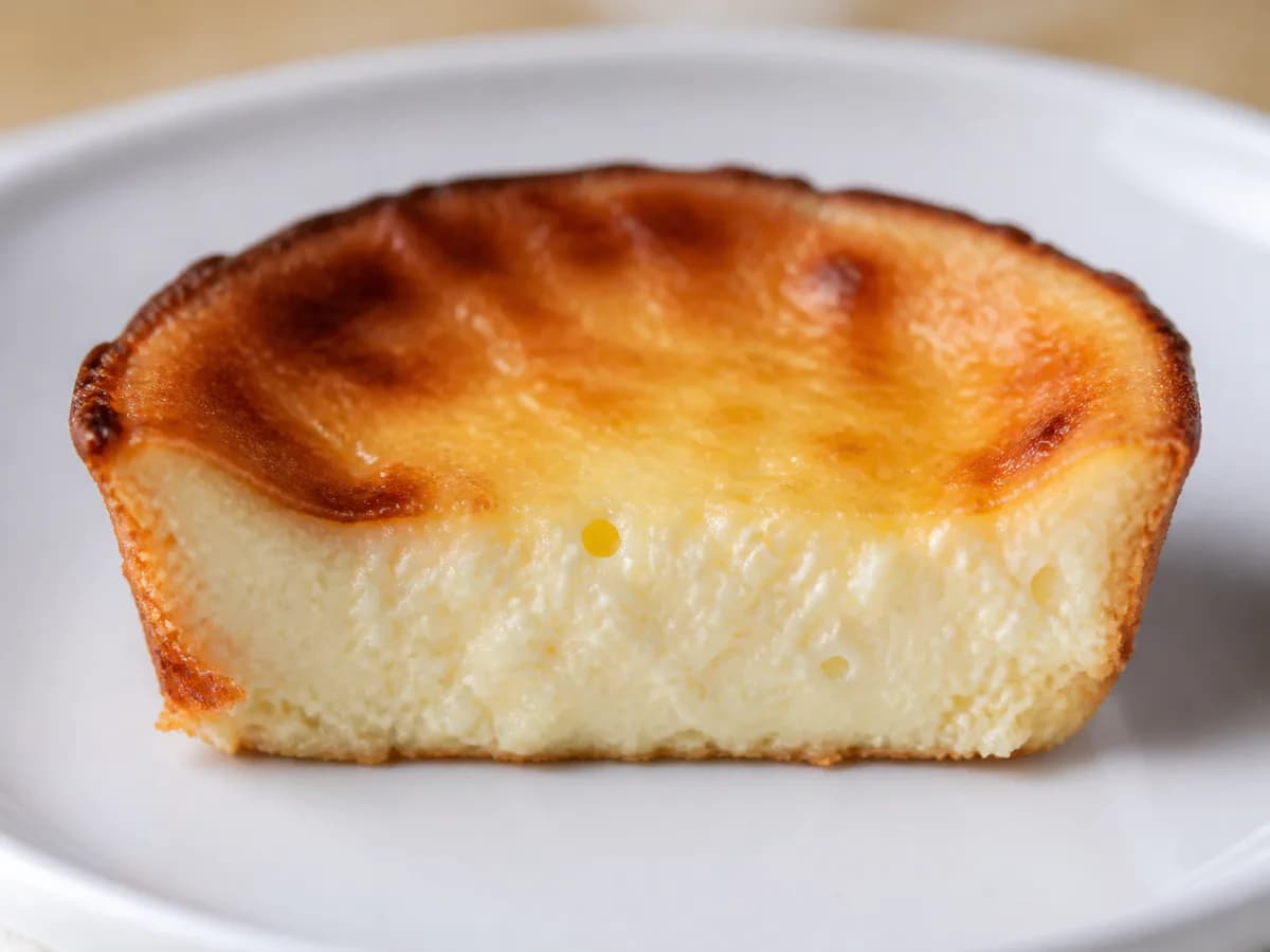 Pormenor de uma porção de Queijadinhas de Iogurte