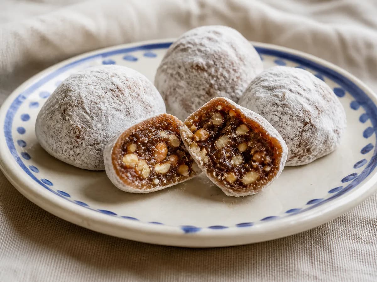 Pormenor de uma porção de Queijinhos de Figo do Algarve