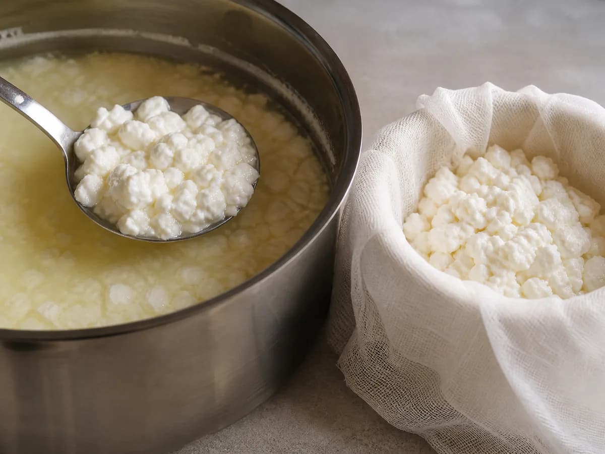 Preparação de Queijo Conventual durante a confeção