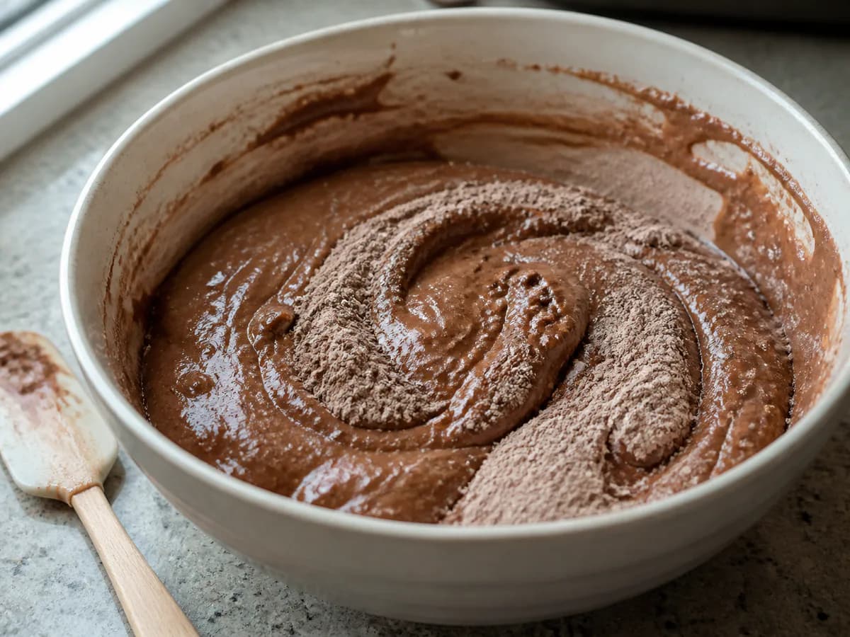 Preparação de Queques de Chocolate e Iogurte durante a confeção
