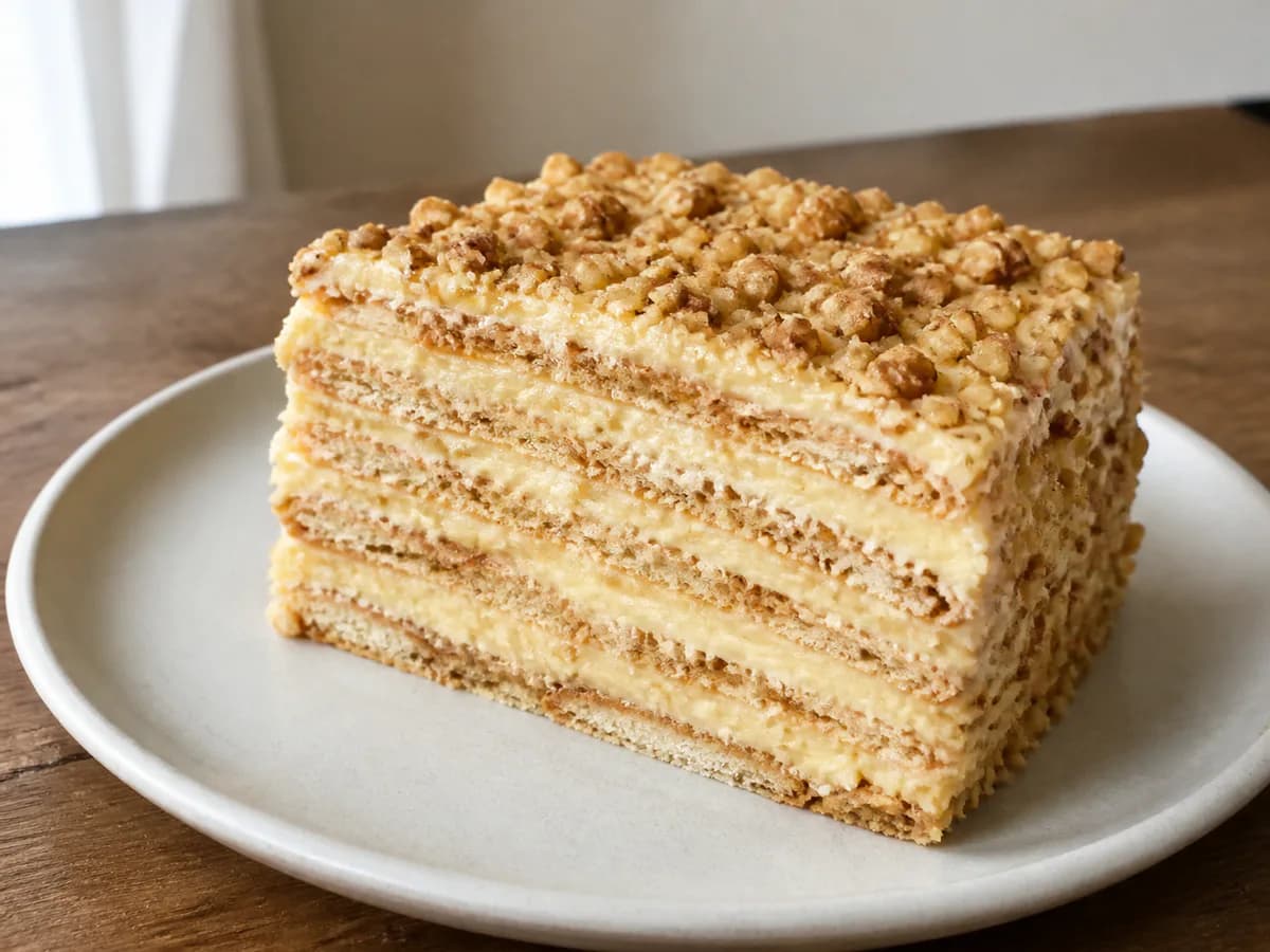 Pormenor de uma porção de Bolo de Bolacha Fácil: Esta Sai Sempre Bem (Com Nozes)