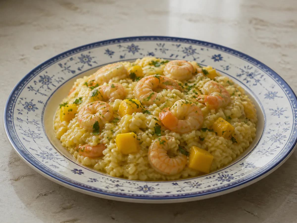 Risoto de Camarão com Manga
