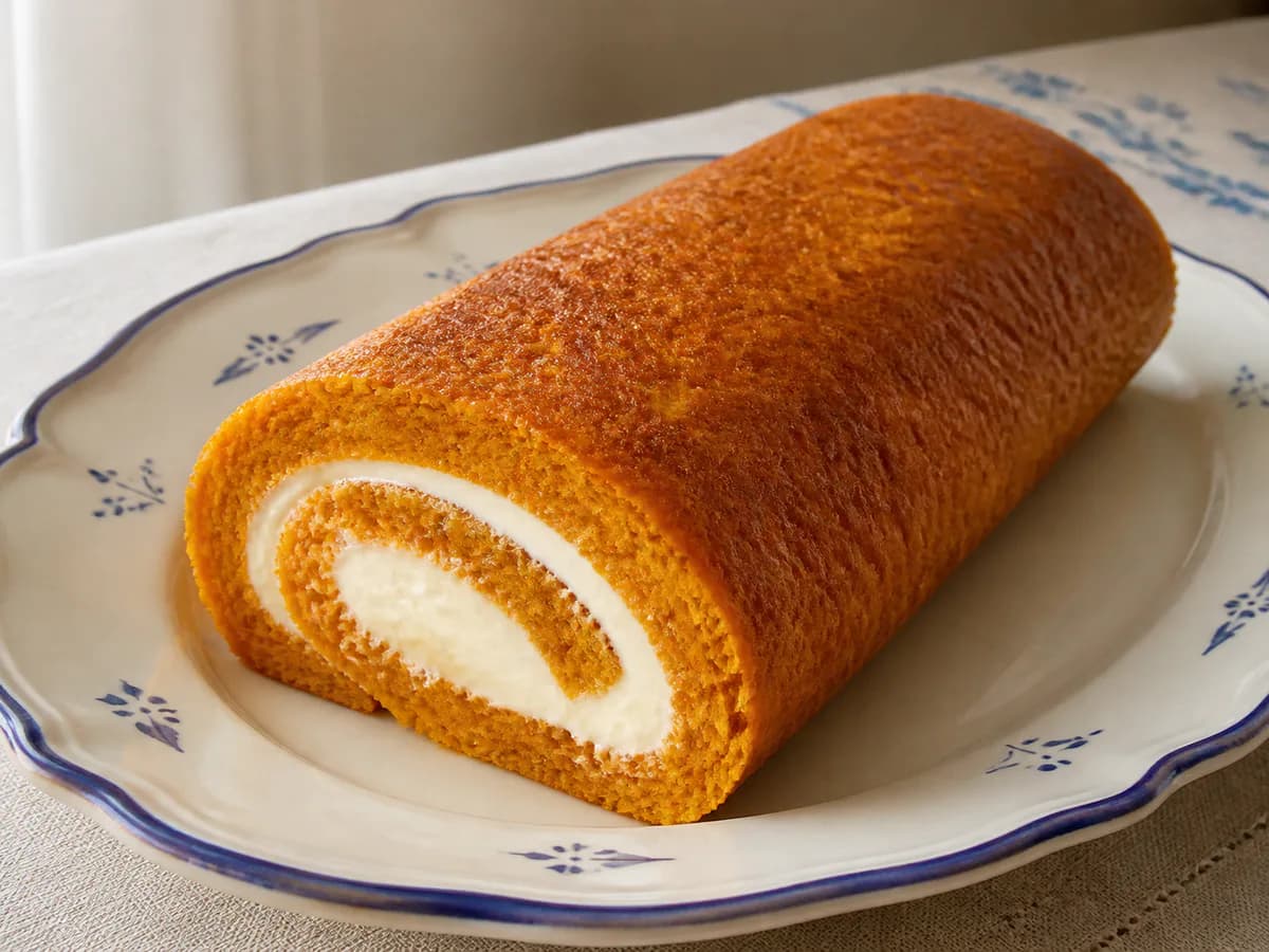 Rolo de Cenoura com Recheio de Queijo Cremoso