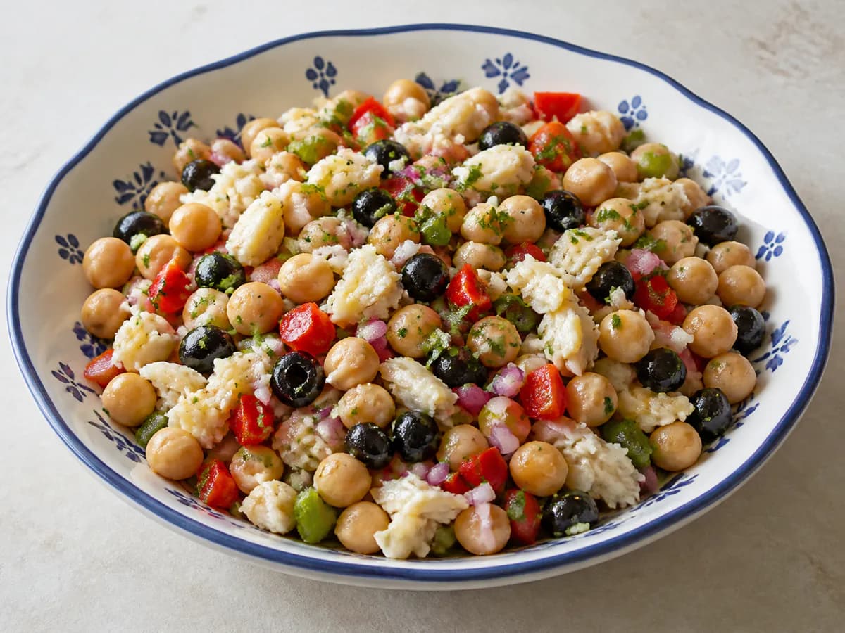 Salada de Grão-de-Bico com Bacalhau