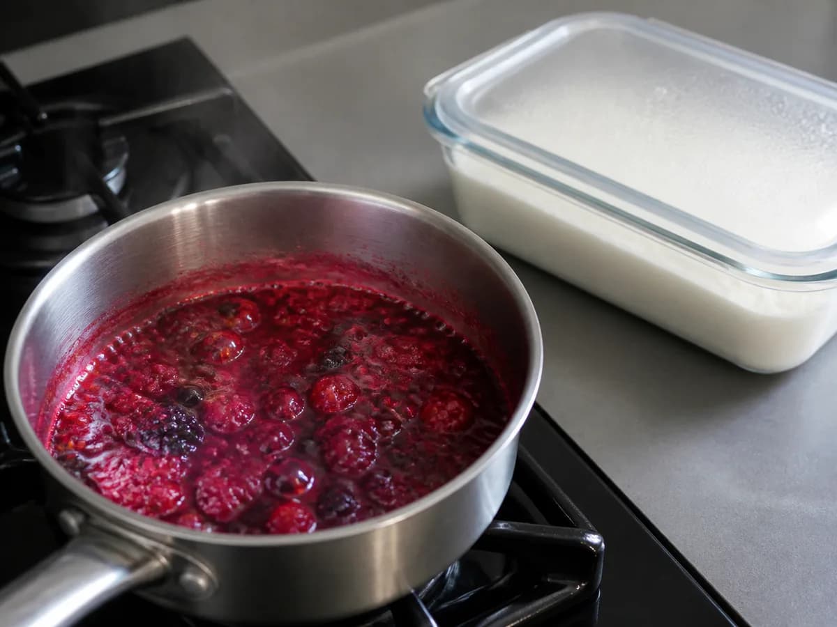 Preparação de Semifrio de Coco e Frutos Vermelhos Light durante a confeção