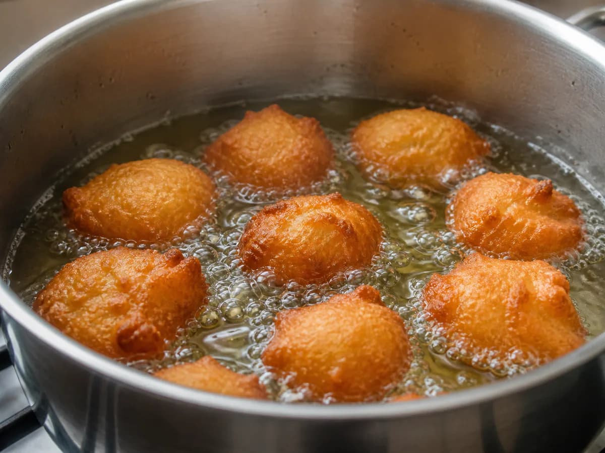 Preparação de Sonhos com Calda de Açúcar durante a confeção