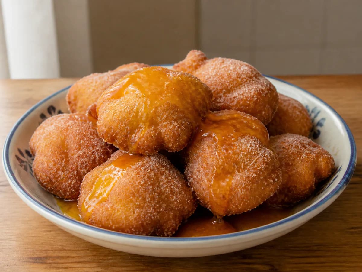 Sonhos com Molho Caramelizado de Laranja
