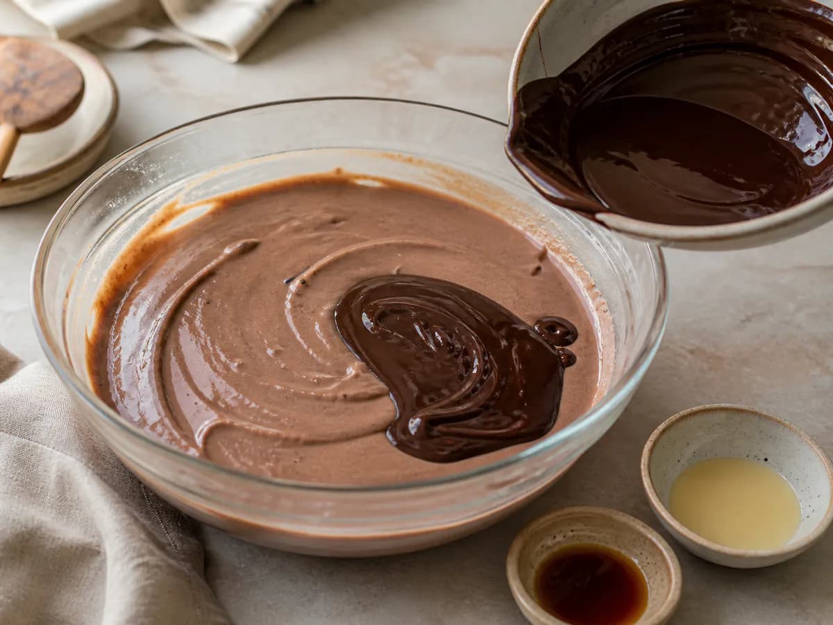 Preparação de Sorvete de Chocolate Cremoso durante a confeção