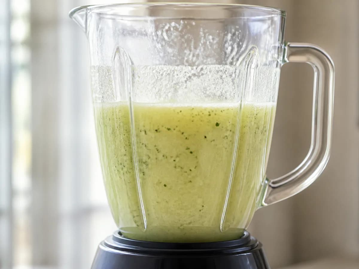 Preparação de Sumo de Abacaxi com Menta Refrescante durante a confeção