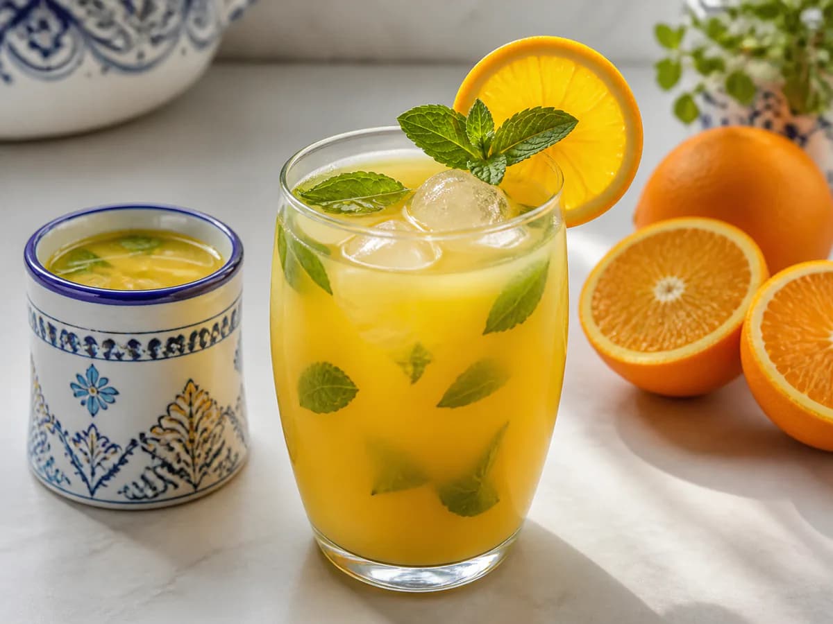 Sumo de Laranja Aromatizado com Hortelã