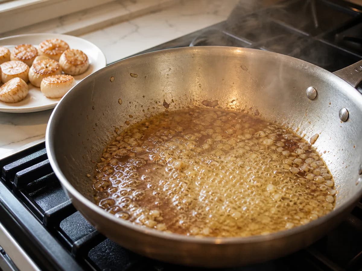 Preparação de Tagliatelle Cremoso de Vieiras durante a confeção