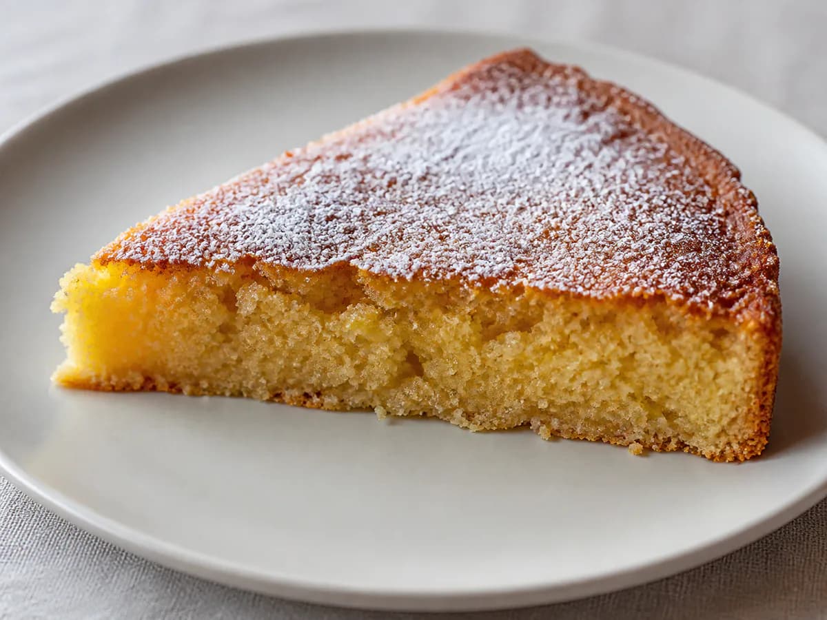 Pormenor de uma porção de Tarte de Amêndoa Muito Fácil e Rápida de Fazer