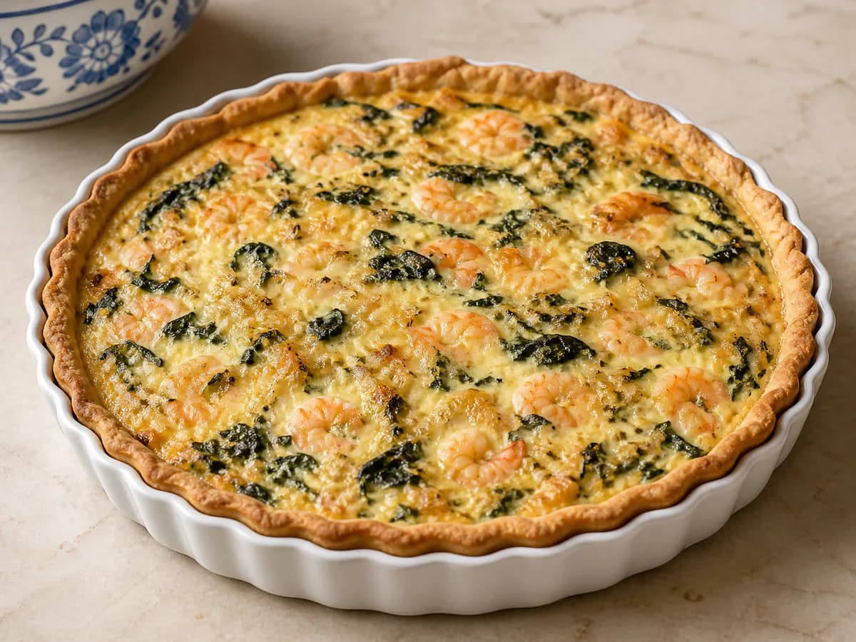 Tarte de Camarão com Espinafres