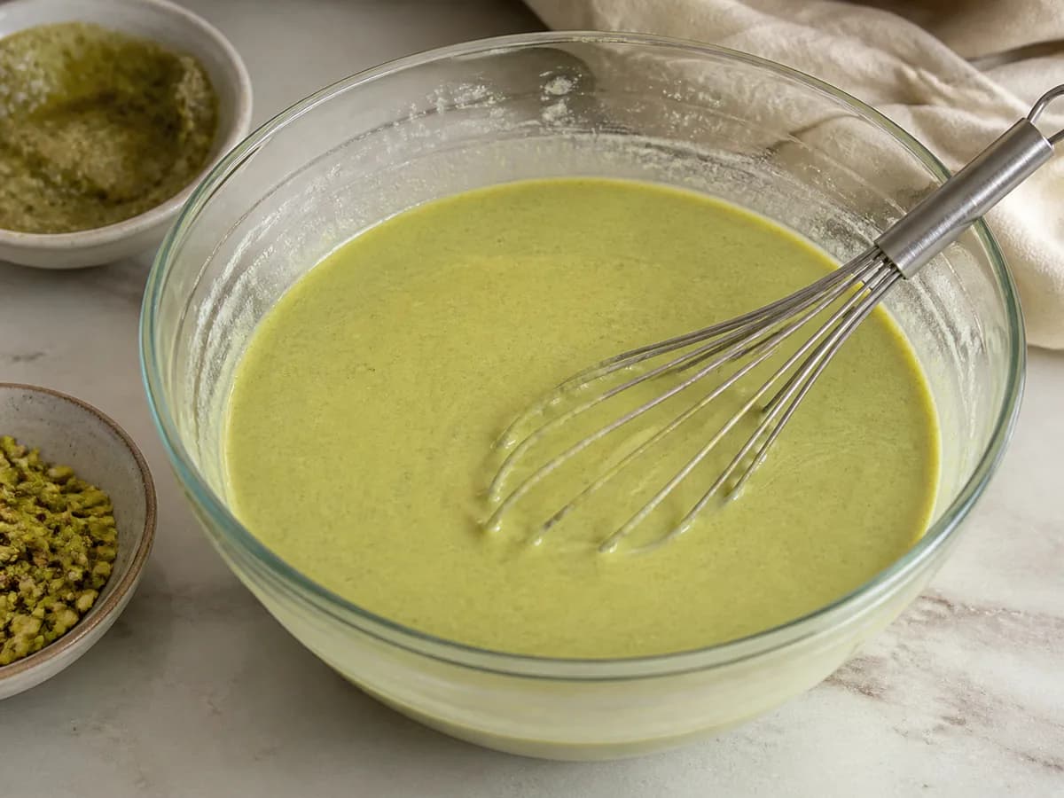 Preparação de Tarte de Framboesa e Pistácio durante a confeção