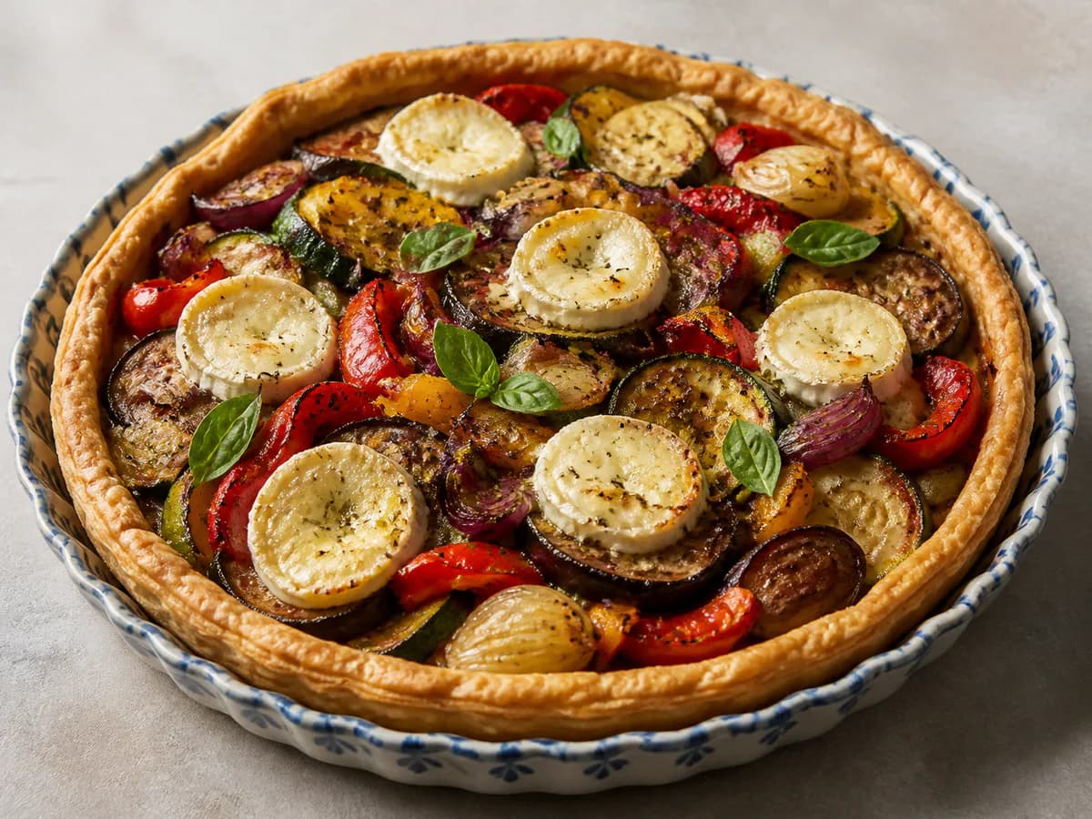 Tarte de Legumes Assados e Queijo de Cabra