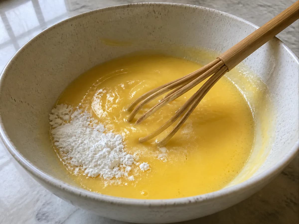 Preparação de Tarte de Leite Creme durante a confeção