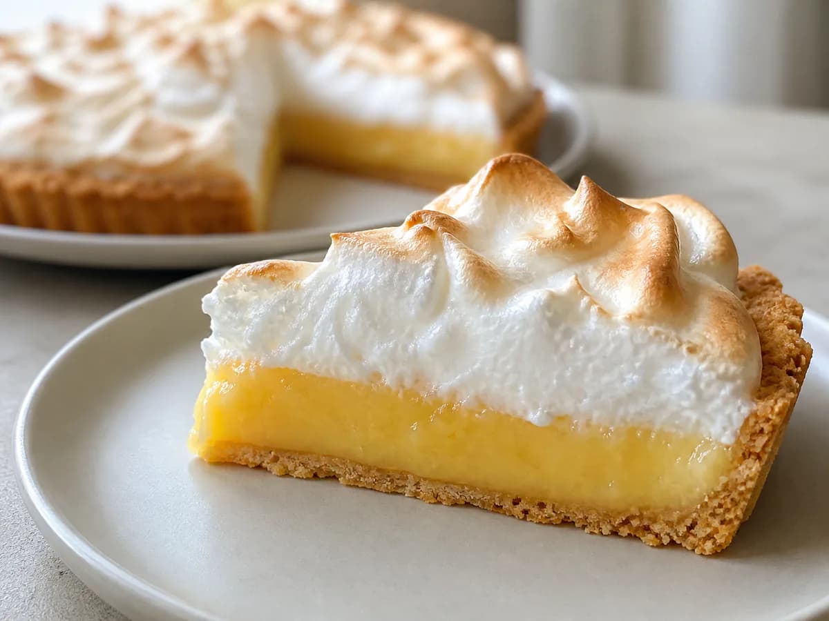 Pormenor de uma porção de Tarte de Limão e Limão