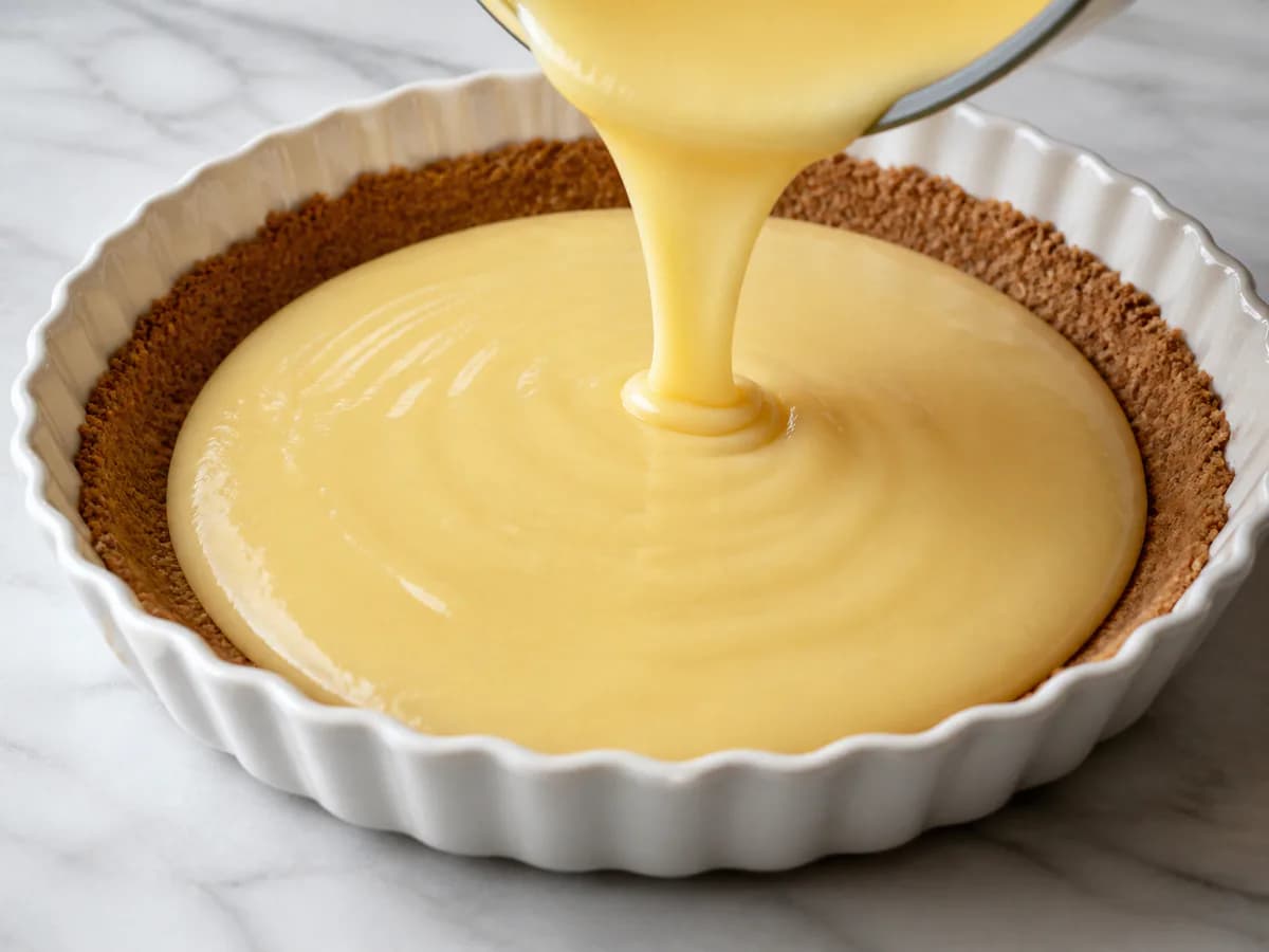 Preparação de Tarte de Limão com Merengue Dourado durante a confeção