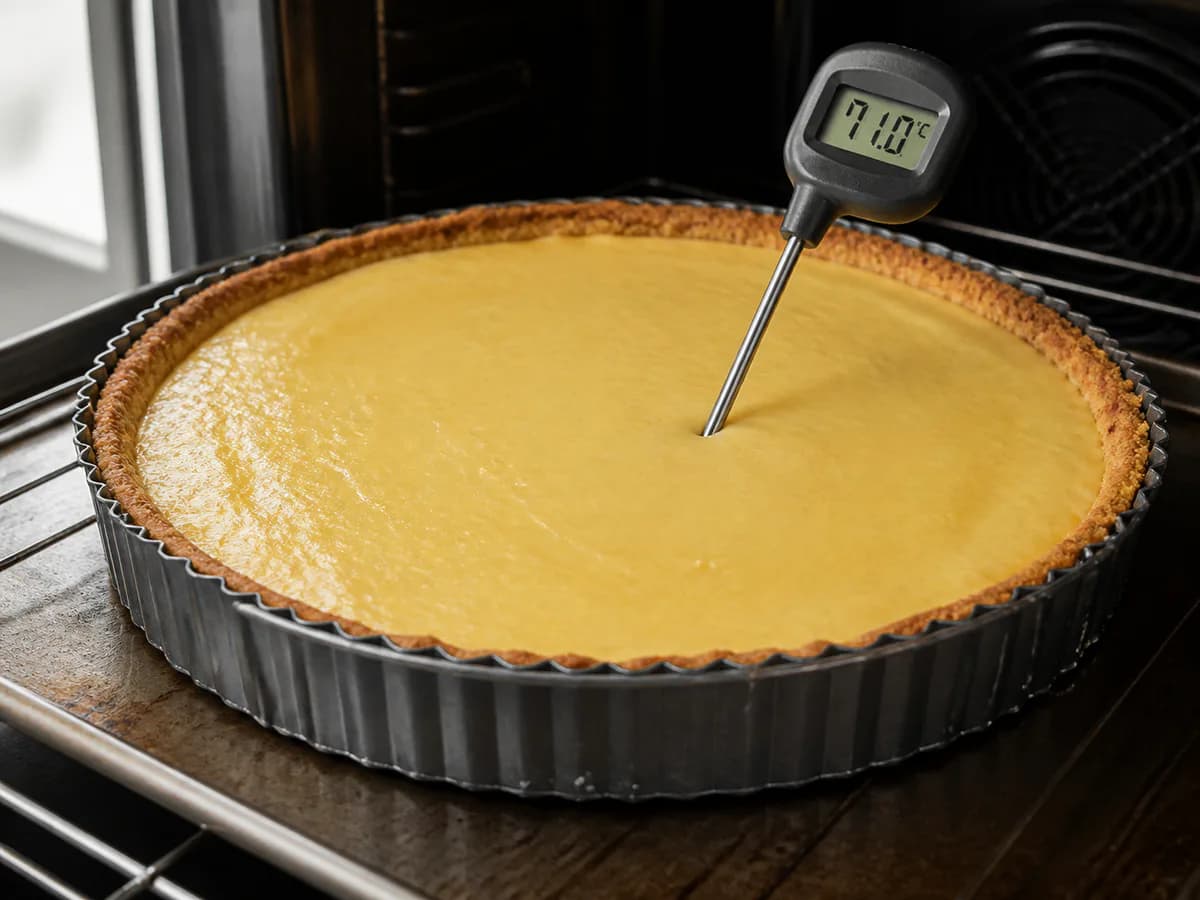 Preparação de Tarte de Limão Merengada com Recheio Assado durante a confeção