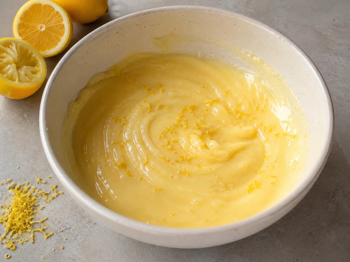 Preparação de Tarte Fria de Limão com Base de Bolacha durante a confeção